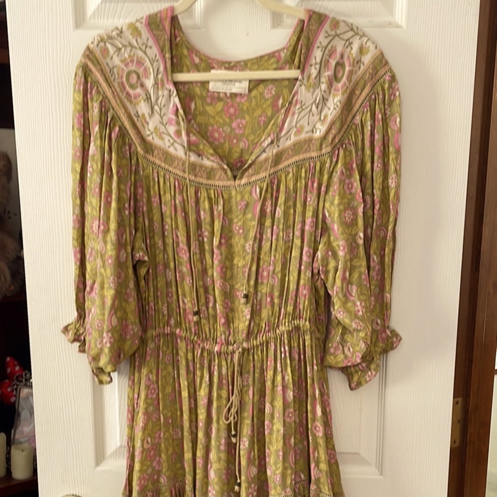 Spell & Gypsy green gold boho spring dress gown